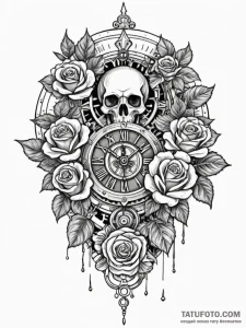 Old clock with frozen gears, tattoo sketch de... - эскиз тату (№1751441932_0, 02.07.2025 07:38) — Tatufoto.com