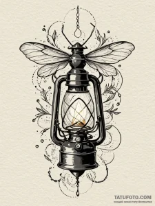 Lantern with a captured firefly as its light... - эскиз тату (№1751441998_0, 02.07.2025 07:39) — Tatufoto.com