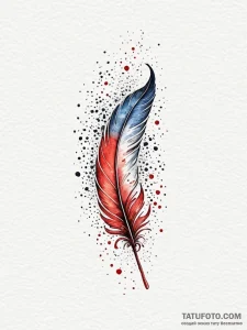 Scarlet feather drifting in mist, ink illustr... - эскиз тату (№1751442534_0, 02.07.2025 07:48) — Tatufoto.com