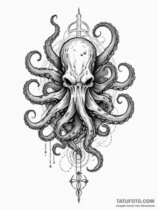 Kraken dragging bone relic, tattoo sketch des... - эскиз тату (№1751442808_0, 02.07.2025 07:53) — Tatufoto.com