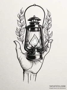 Lantern held by a ghostly hand, tattoo drawin... - эскиз тату (№1751443002_0, 02.07.2025 07:56) — Tatufoto.com
