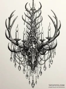 Chandelier made of antlers and dripping glowi... - эскиз тату (№1751443609_0, 02.07.2025 08:06) — Tatufoto.com