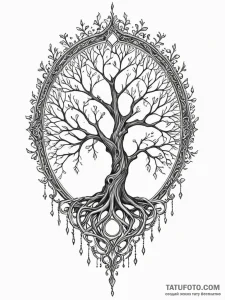 Mirror gate beneath bone tree, tattoo drawing... - эскиз тату (№1751443676_0, 02.07.2025 08:07) — Tatufoto.com