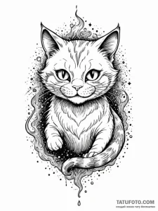 Cheshire cat dissolving into smoke and stars,... - эскиз тату (№1751445369_0, 02.07.2025 08:36) — Tatufoto.com