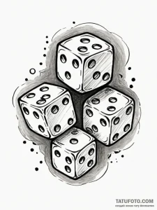 Dice, artistic tattoo sketch, minimalist appr... - эскиз тату (№1751445435_0, 02.07.2025 08:37) — Tatufoto.com