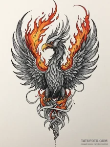 Quartz phoenix devouring flame, tattoo drawin... - эскиз тату (№1751445577_0, 02.07.2025 08:39) — Tatufoto.com