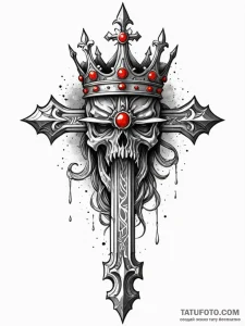 Crown of steel forged in war, tattoo line art... - эскиз тату (№1751445659_0, 02.07.2025 08:40) — Tatufoto.com