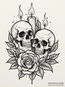 Candle flame whispering shadows, ink illustra... - эскиз тату (№1751445740_0, 02.07.2025 08:42) — Tatufoto.com