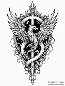 Phoenix crest devouring relic, concept art fo... - эскиз тату (№1751446205_0, 02.07.2025 08:50) — Tatufoto.com