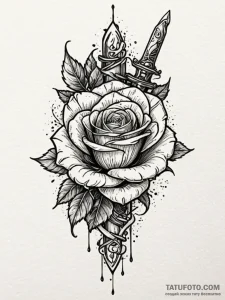 Dagger through shadow rose, tattoo sketch des... - эскиз тату (№1751446476_0, 02.07.2025 08:54) — Tatufoto.com