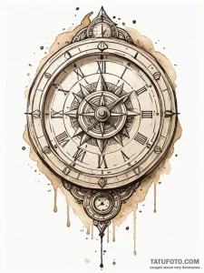 Sand dial with shadows telling an ancient sto... - эскиз тату (№1751447084_0, 02.07.2025 09:04) — Tatufoto.com