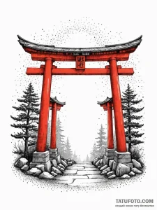 Torii gate at the entrance to a spirit world,... - эскиз тату (№1751448156_0, 02.07.2025 09:22) — Tatufoto.com