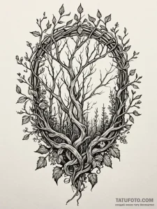 Palisade overgrown with thorned vines, artist... - эскиз тату (№1751448288_0, 02.07.2025 09:24) — Tatufoto.com