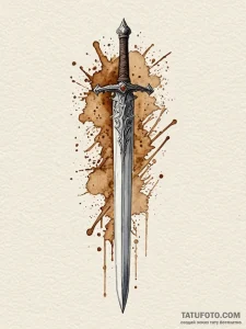 Engraved sword encased in ice, artistic tatto... - эскиз тату (№1751448354_0, 02.07.2025 09:25) — Tatufoto.com
