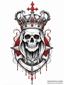 Ghost relic crowned with bone, tattoo line ar... - эскиз тату (№1751448896_0, 02.07.2025 09:34) — Tatufoto.com