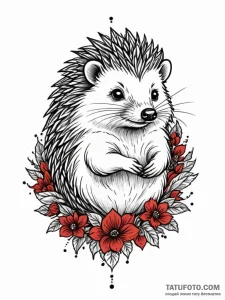 Hedgehog, ink illustration for tattoo, black... - эскиз тату (№1751449029_0, 02.07.2025 09:37) — Tatufoto.com
