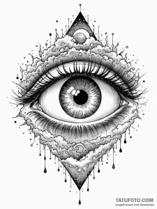 Eye of the storm revealing a serene sky, ink... - эскиз тату (№1751449102_0, 02.07.2025 09:38) — Tatufoto.com