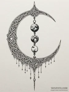 Knotwork blade beneath full moon, artistic ta... - эскиз тату (№1751449185_0, 02.07.2025 09:39) — Tatufoto.com