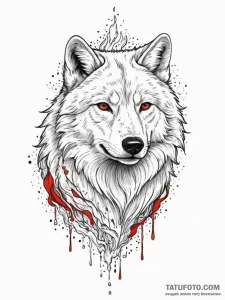 Arctic wolf with frost breath, tattoo line ar... - эскиз тату (№1751449267_0, 02.07.2025 09:41) — Tatufoto.com