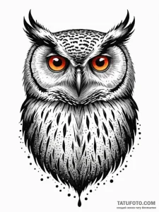 Owl eyes glowing in mist, ink illustration fo... - эскиз тату (№1751450995_0, 02.07.2025 10:09) — Tatufoto.com