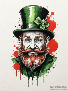 Leprechaun, ink illustration for tattoo, aest... - эскиз тату (№1751452651_0, 02.07.2025 10:37) — Tatufoto.com