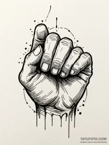 Fist, clenched and cracking, made of volcanic... - эскиз тату (№1751453387_0, 02.07.2025 10:49) — Tatufoto.com
