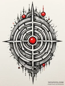 Labyrinth walls spiraling into darkness, tatt... - эскиз тату (№1751453591_0, 02.07.2025 10:53) — Tatufoto.com