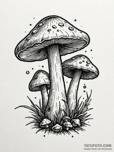 Mushrooms, concept art for tattoo, on a clean... - эскиз тату (№1751454258_0, 02.07.2025 11:04) — Tatufoto.com