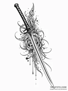 Katana blade shimmering with runes, concept a... - эскиз тату (№1751457074_0, 02.07.2025 11:51) — Tatufoto.com