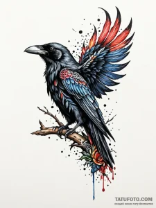 A single raven feather, tattoo flash sheet de... - эскиз тату (№1751457136_0, 02.07.2025 11:52) — Tatufoto.com