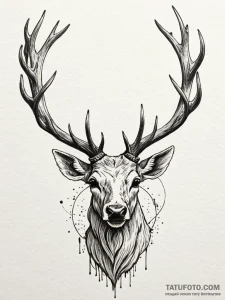 Burning antlers of ghostly stag, tattoo sketc... - эскиз тату (№1751457895_0, 02.07.2025 12:04) — Tatufoto.com