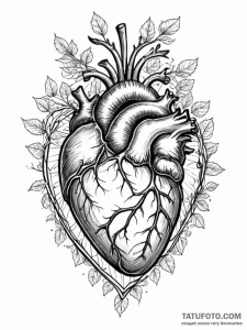 Anatomical heart as a cage with a bird inside - эскиз тату (№1751458116_0, 02.07.2025 12:08) — Tatufoto.com