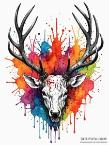 Crown of antlers dripping blood, ink illustra... - эскиз тату (№1751458244_0, 02.07.2025 12:10) — Tatufoto.com
