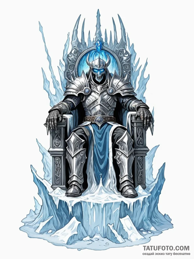 Lich king on a throne of ice and bone - эскиз тату (№1751467239_0, 02.07.2025 14:40) — Tatufoto.com