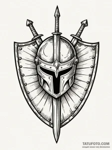 Hoplite phalanx, shields locked, spears brist... - эскиз тату (№1751467901_0, 02.07.2025 14:51) — Tatufoto.com