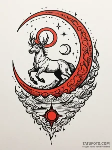 Nightmare steed beneath crescent moon, artist... - эскиз тату (№1751468241_0, 02.07.2025 14:57) — Tatufoto.com