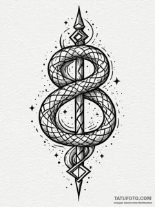 Serpent rune spiraling through stars, tattoo... - эскиз тату (№1751468663_0, 02.07.2025 15:04) — Tatufoto.com