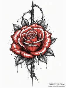 Cursed rose wrapped in barbed wire, tattoo fl... - эскиз тату (№1751469542_0, 02.07.2025 15:19) — Tatufoto.com