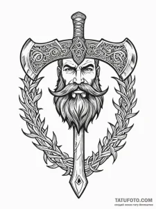 Bearded axe wreathed in ancient runes, ink il... - эскиз тату (№1751469623_0, 02.07.2025 15:20) — Tatufoto.com