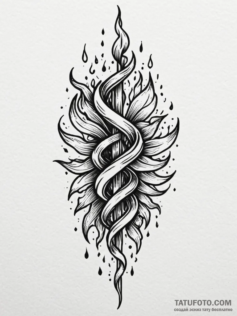 Flaming roots entwining blade, tattoo flash s... - эскиз тату (№1751470808_0, 02.07.2025 15:40) — Tatufoto.com