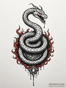 Arcane serpent emerging from cursed well, tat... - эскиз тату (№1751471123_0, 02.07.2025 15:45) — Tatufoto.com