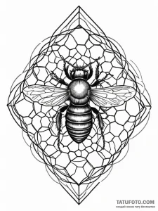 Geometric pattern of a honeycomb, some cells... - эскиз тату (№1751471288_0, 02.07.2025 15:48) — Tatufoto.com
