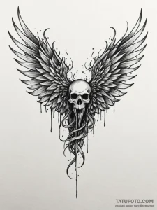 Necrotic wings devouring light, tattoo flash... - эскиз тату (№1751471369_0, 02.07.2025 15:49) — Tatufoto.com