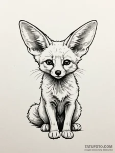 A fennec fox with large ears, tattoo sketch d... - эскиз тату (№1751472459_0, 02.07.2025 16:07) — Tatufoto.com