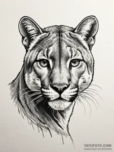 Cougar, artistic tattoo sketch, moderately de... - эскиз тату (№1751472625_0, 02.07.2025 16:10) — Tatufoto.com