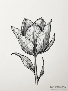 Tulip, tattoo drawing outline, black and grey... - эскиз тату (№1751473378_0, 02.07.2025 16:22) — Tatufoto.com