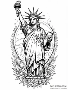 Statue of liberty, ink illustration for tatto... - эскиз тату (№1751474110_0, 02.07.2025 16:35) — Tatufoto.com