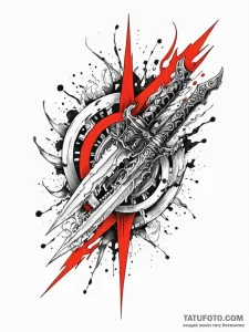 Hidden blade devouring celestial flame, tatto... - эскиз тату (№1751474357_0, 02.07.2025 16:39) — Tatufoto.com
