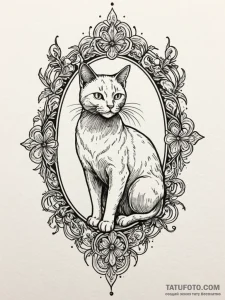 Black cat, tattoo drawing outline, on a clean... - эскиз тату (№1751475176_0, 02.07.2025 16:52) — Tatufoto.com