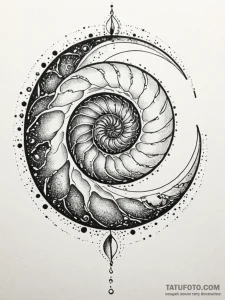 Nautilus drifting through void, tattoo sketch... - эскиз тату (№1751475330_0, 02.07.2025 16:55) — Tatufoto.com